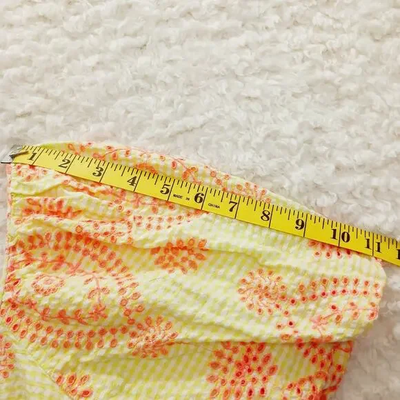 Blouse Lilly Pulitzer Seersucker Orange Yellow Puff Sleeve Coquette Fairy Sz XXS - Picture 12 of 16